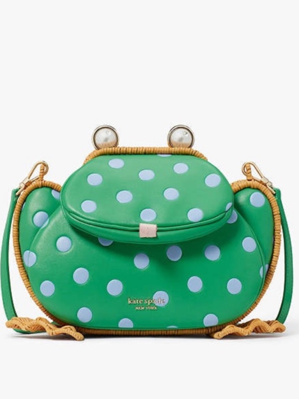 kate spade Lily Polka Dot Wicker 3D Frog Crossbody